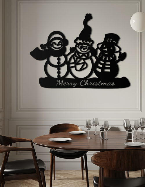 Load image into Gallery viewer, Frosty Trio Metal Wall Art - Merry Christmas Snowman Holiday Decor- KAF306

