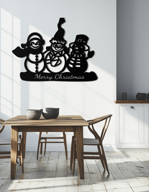 Load image into Gallery viewer, Frosty Trio Metal Wall Art - Merry Christmas Snowman Holiday Decor- KAF306
