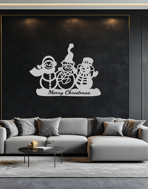 Load image into Gallery viewer, Frosty Trio Metal Wall Art - Merry Christmas Snowman Holiday Decor- KAF306
