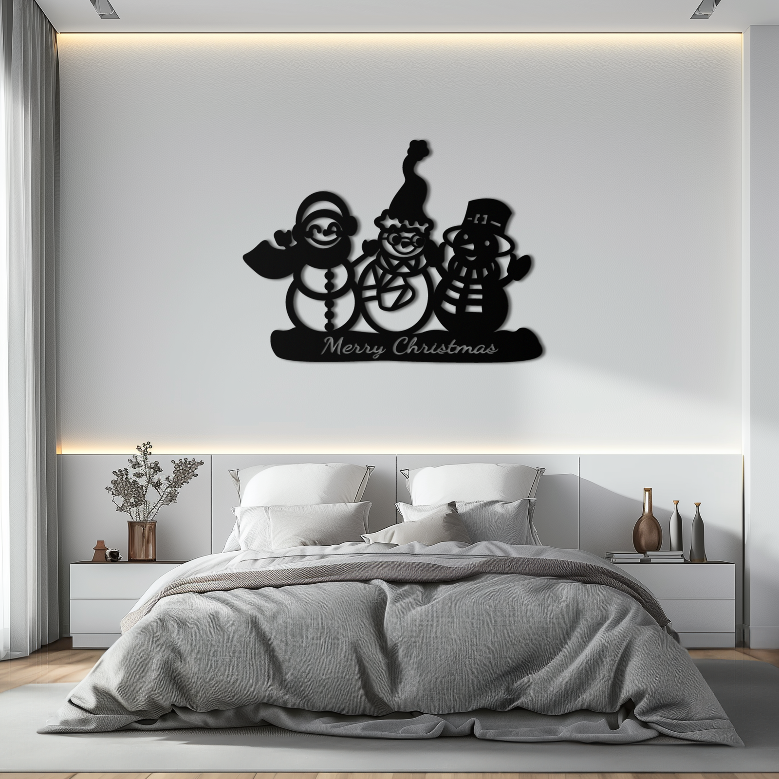 Frosty Trio Metal Wall Art - Merry Christmas Snowman Holiday Decor- KAF306