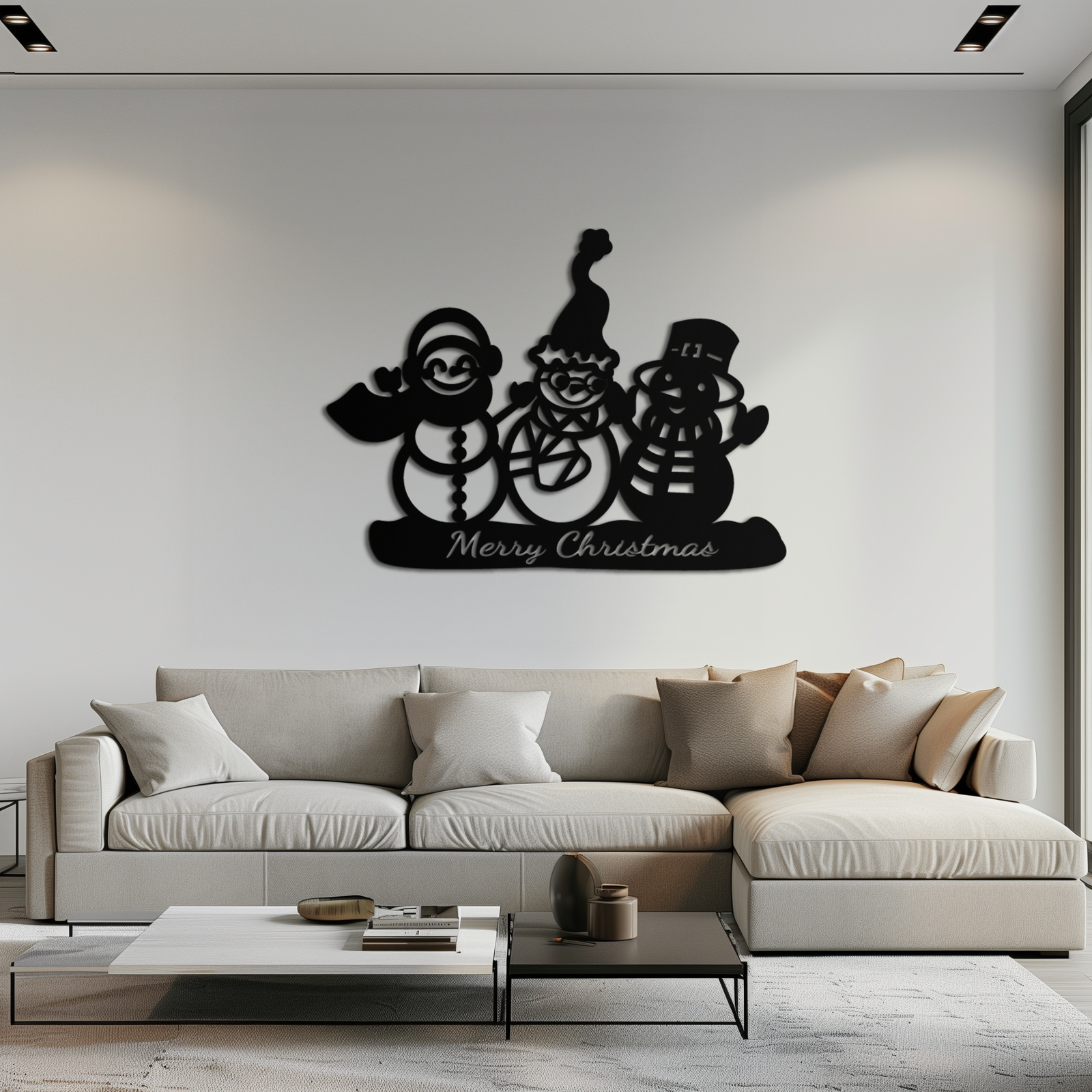 Frosty Trio Metal Wall Art - Merry Christmas Snowman Holiday Decor- KAF306