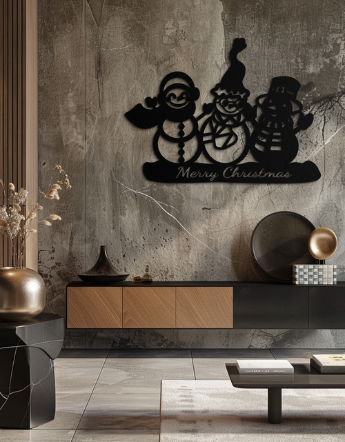 Load image into Gallery viewer, Frosty Trio Metal Wall Art - Merry Christmas Snowman Holiday Decor- KAF306
