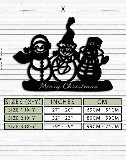 Load image into Gallery viewer, Frosty Trio Metal Wall Art - Merry Christmas Snowman Holiday Decor- KAF306
