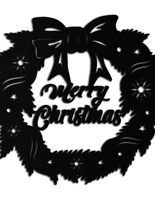 Load image into Gallery viewer, Merry Christmas Wreath Metal Wall Art - Festive Holiday Steel Decoration- KAF307
