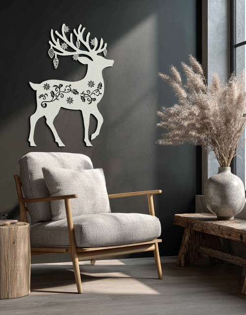 Load image into Gallery viewer, Christmas Reindeer Metal Wall Art - Decorative Holiday Steel Deer Design- KAF308
