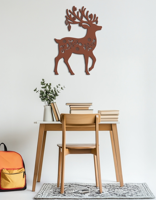 Load image into Gallery viewer, Christmas Reindeer Metal Wall Art - Decorative Holiday Steel Deer Design- KAF308
