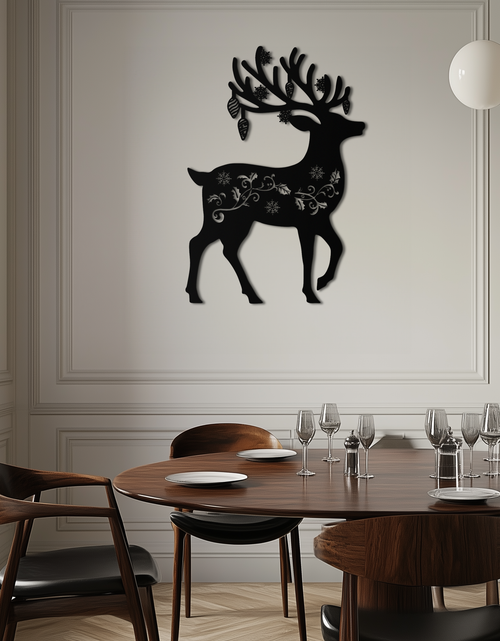 Load image into Gallery viewer, Christmas Reindeer Metal Wall Art - Decorative Holiday Steel Deer Design- KAF308
