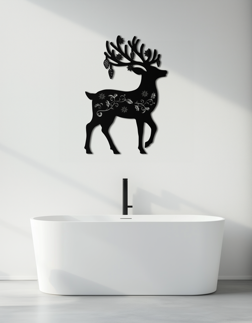 Load image into Gallery viewer, Christmas Reindeer Metal Wall Art - Decorative Holiday Steel Deer Design- KAF308
