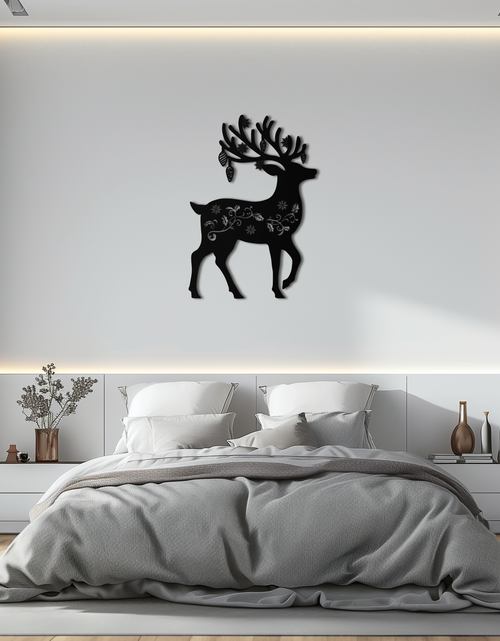 Load image into Gallery viewer, Christmas Reindeer Metal Wall Art - Decorative Holiday Steel Deer Design- KAF308
