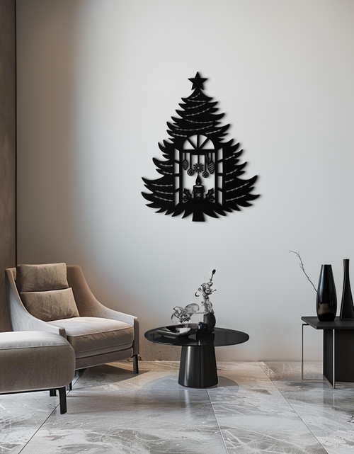 Load image into Gallery viewer, Christmas Tree Candle Window Silhouette - Festive Metal Wall Art- KAF309
