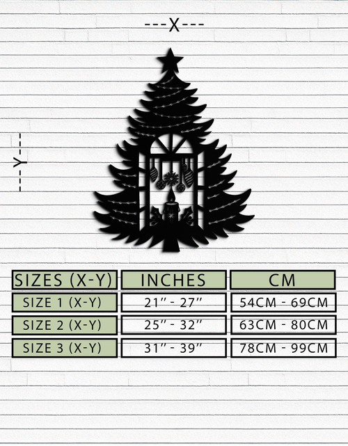 Load image into Gallery viewer, Christmas Tree Candle Window Silhouette - Festive Metal Wall Art- KAF309
