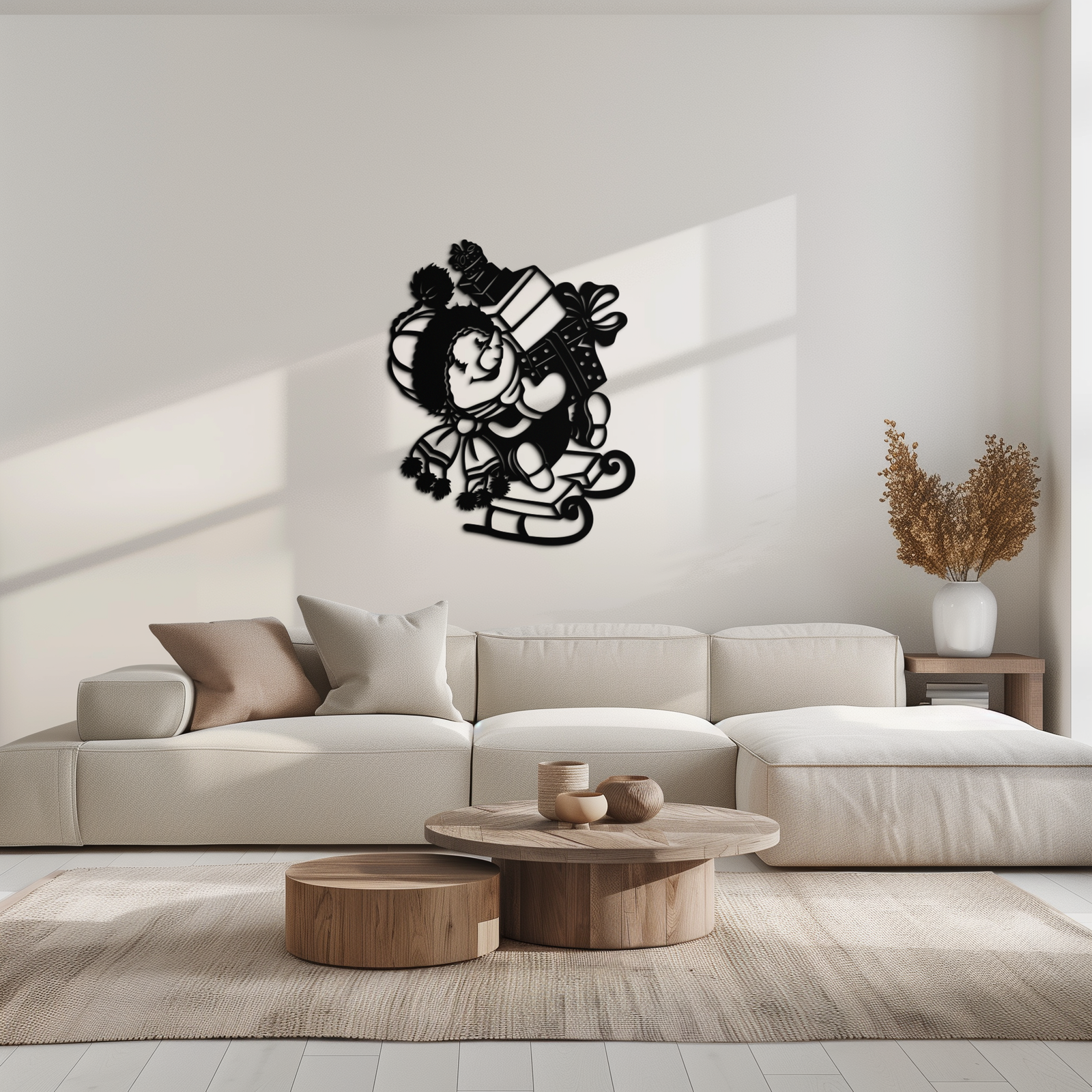 Christmas Snowman Metal Wall Art - Festive Holiday Gift Decor with Cute Snowman on Sled- KAF310