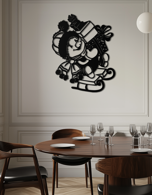 Load image into Gallery viewer, Christmas Snowman Metal Wall Art - Festive Holiday Gift Decor with Cute Snowman on Sled- KAF310
