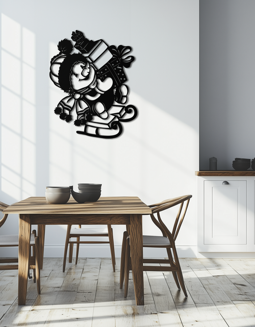 Load image into Gallery viewer, Christmas Snowman Metal Wall Art - Festive Holiday Gift Decor with Cute Snowman on Sled- KAF310
