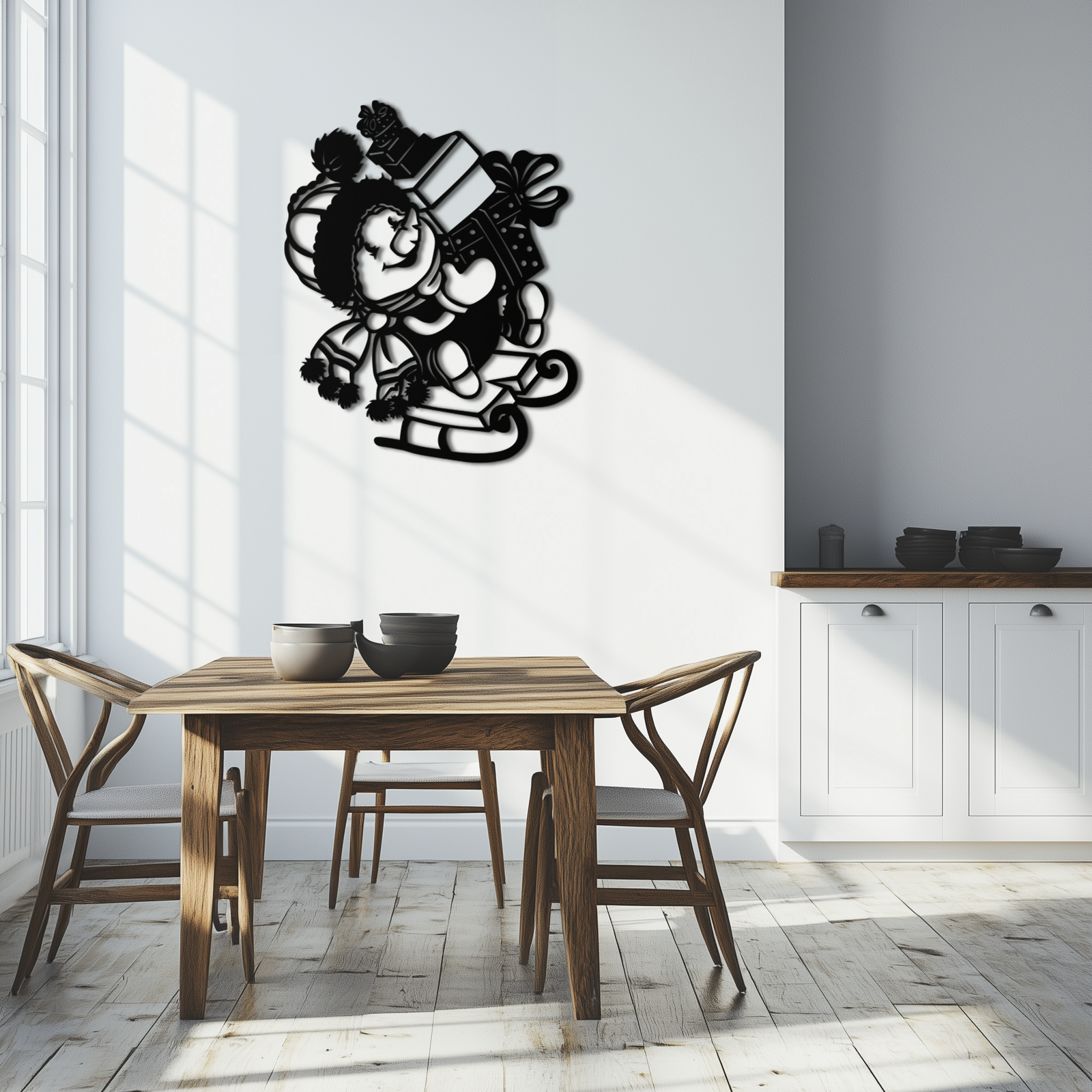 Christmas Snowman Metal Wall Art - Festive Holiday Gift Decor with Cute Snowman on Sled- KAF310