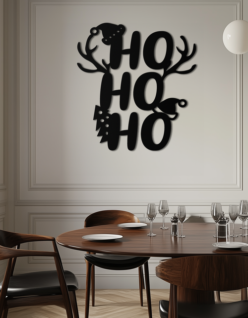 Load image into Gallery viewer, HO HO HO Metal Wall Art - Christmas Reindeer Antler Holiday Decor- KAF312
