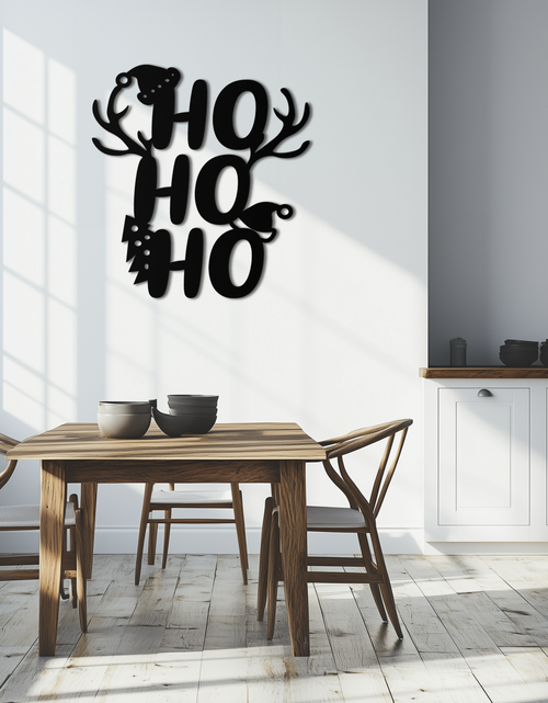 Load image into Gallery viewer, HO HO HO Metal Wall Art - Christmas Reindeer Antler Holiday Decor- KAF312
