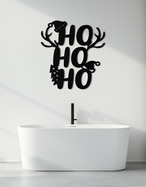 Load image into Gallery viewer, HO HO HO Metal Wall Art - Christmas Reindeer Antler Holiday Decor- KAF312
