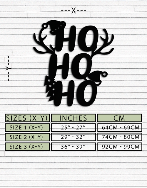 Load image into Gallery viewer, HO HO HO Metal Wall Art - Christmas Reindeer Antler Holiday Decor- KAF312
