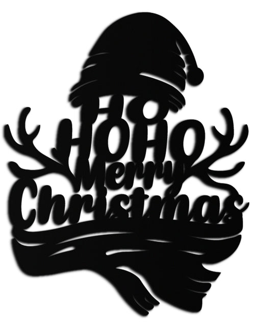 Load image into Gallery viewer, Ho Ho Ho Merry Christmas Metal Wall Art - Festive Reindeer Antlers Holiday Decor- KAF313
