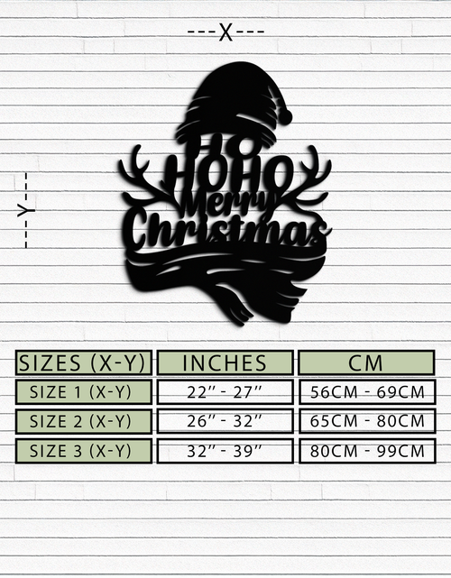 Load image into Gallery viewer, Ho Ho Ho Merry Christmas Metal Wall Art - Festive Reindeer Antlers Holiday Decor- KAF313
