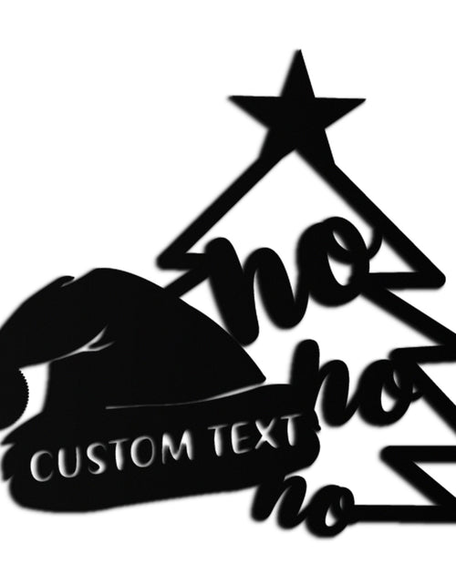 Load image into Gallery viewer, Ho Ho Ho Santa Hat &amp; Tree Metal Wall Art - Customizable Holiday Decor- KAF314

