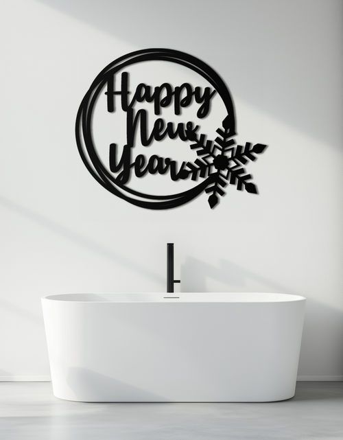 Load image into Gallery viewer, Happy New Year Snowflake Metal Wall Art - Holiday Round Steel Christmas Decor- KAF315
