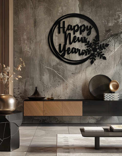 Load image into Gallery viewer, Happy New Year Snowflake Metal Wall Art - Holiday Round Steel Christmas Decor- KAF315
