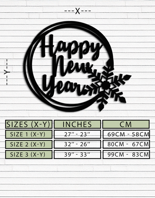 Load image into Gallery viewer, Happy New Year Snowflake Metal Wall Art - Holiday Round Steel Christmas Decor- KAF315
