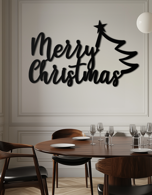 Resmi Galeri görüntüleyicisine yükleyin, Neşeli Noel Ağacı Metal Duvar Sanatı - Tatil Sezonu Yazısı Çelik Dekor- KAF316
