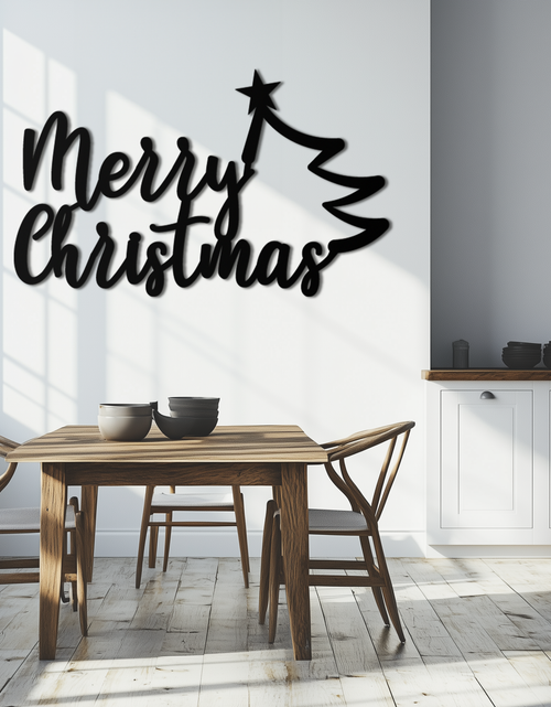 Resmi Galeri görüntüleyicisine yükleyin, Neşeli Noel Ağacı Metal Duvar Sanatı - Tatil Sezonu Yazısı Çelik Dekor- KAF316
