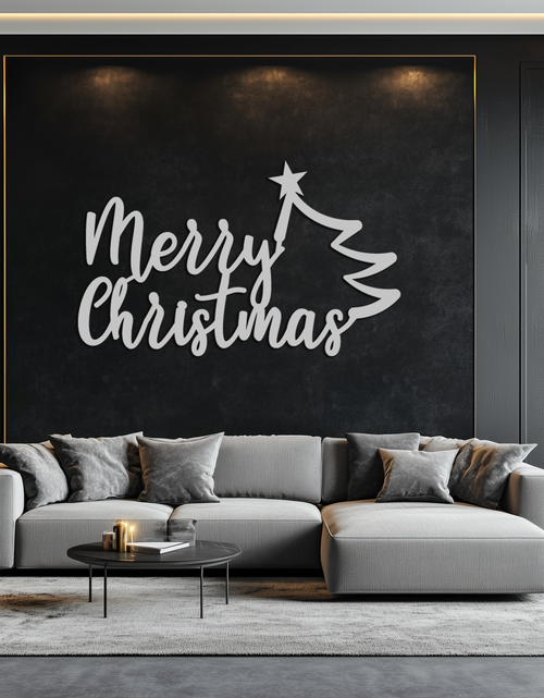 Resmi Galeri görüntüleyicisine yükleyin, Neşeli Noel Ağacı Metal Duvar Sanatı - Tatil Sezonu Yazısı Çelik Dekor- KAF316
