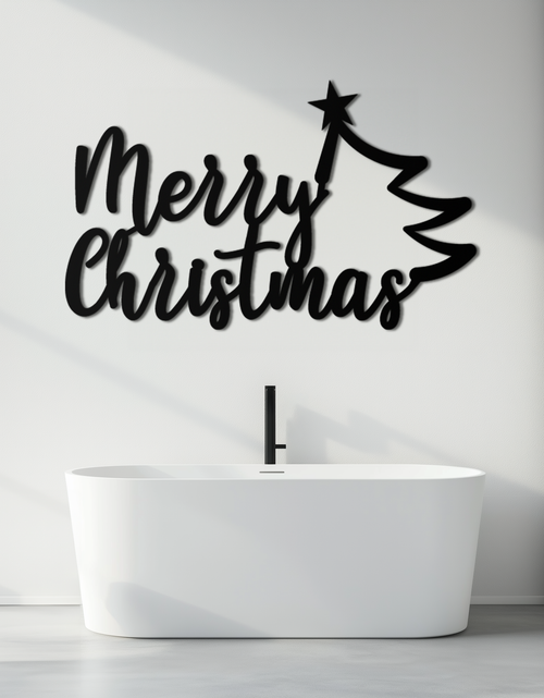 Resmi Galeri görüntüleyicisine yükleyin, Neşeli Noel Ağacı Metal Duvar Sanatı - Tatil Sezonu Yazısı Çelik Dekor- KAF316
