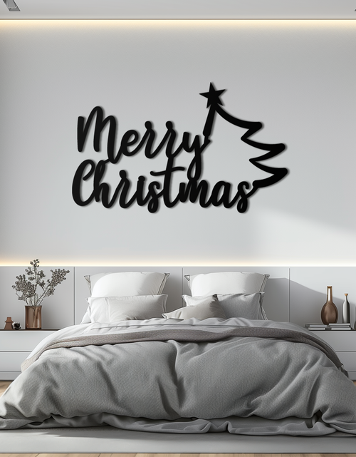 Resmi Galeri görüntüleyicisine yükleyin, Neşeli Noel Ağacı Metal Duvar Sanatı - Tatil Sezonu Yazısı Çelik Dekor- KAF316
