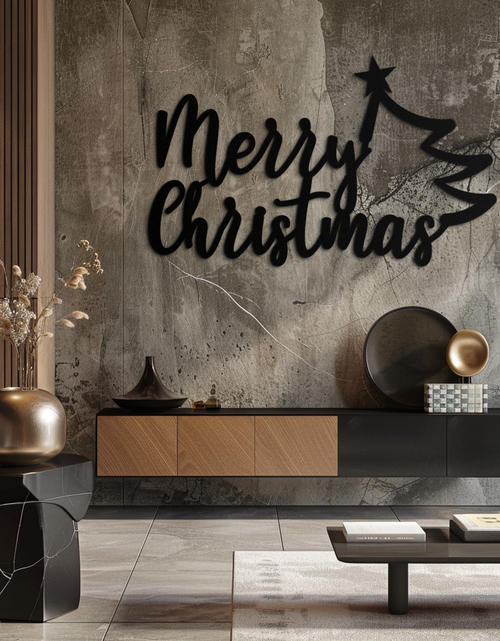 Resmi Galeri görüntüleyicisine yükleyin, Neşeli Noel Ağacı Metal Duvar Sanatı - Tatil Sezonu Yazısı Çelik Dekor- KAF316
