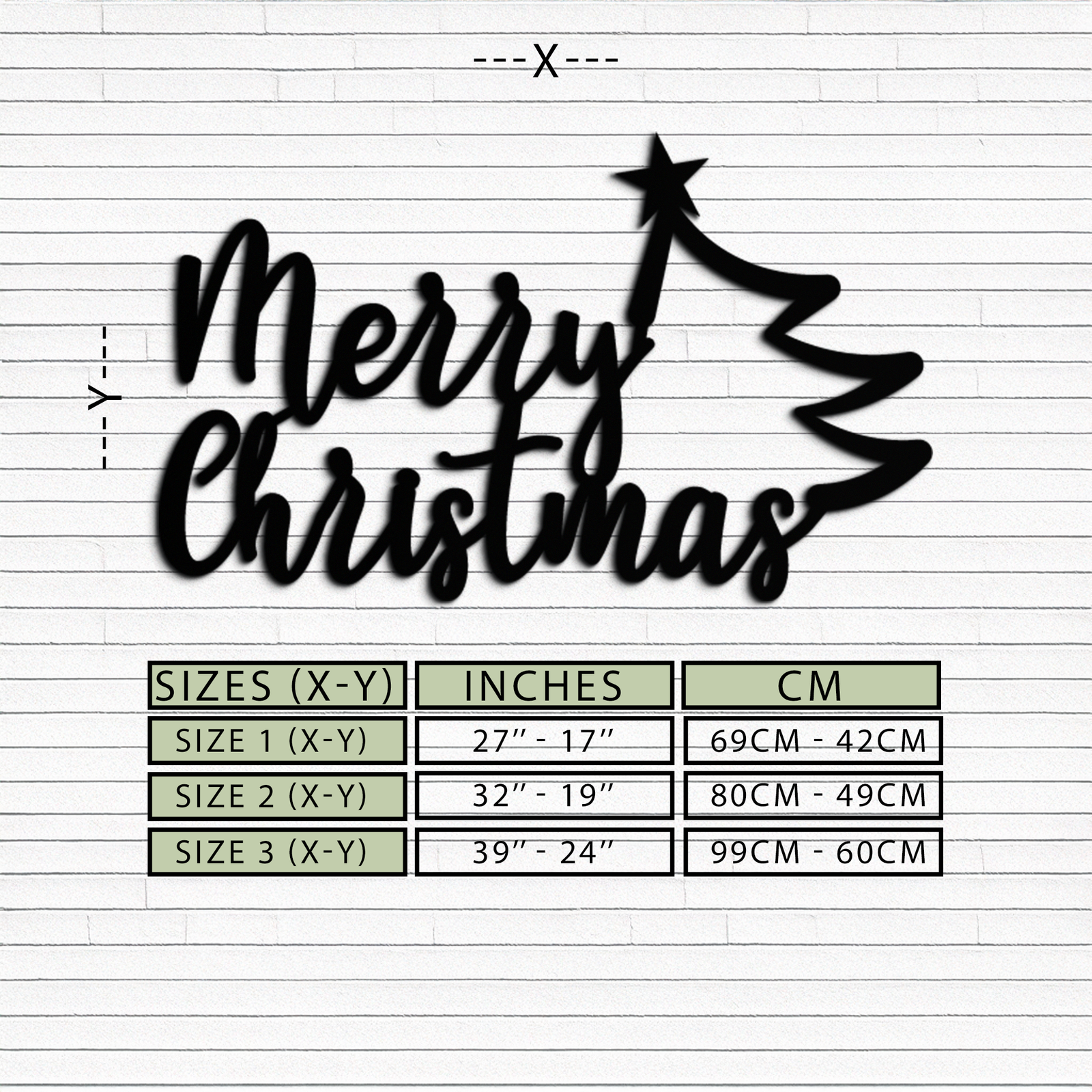 Neşeli Noel Ağacı Metal Duvar Sanatı - Tatil Sezonu Yazısı Çelik Dekor- KAF316