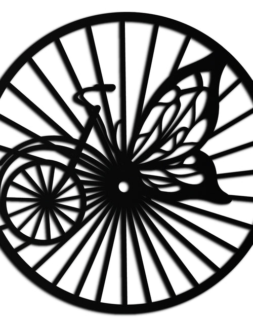 Load image into Gallery viewer, Butterfly Wheel Bicycle Silhouette Metal Wall Art - Elegant Round Nature-Inspired Decor- KAF323
