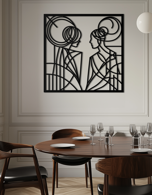Load image into Gallery viewer, Abstract Female Duo Silhouette Metal Wall Art – Modern Minimalist Women Line Design- KAF324
