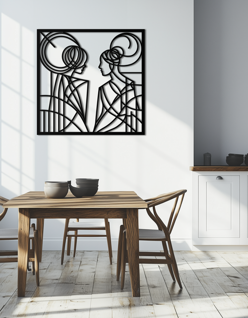 Load image into Gallery viewer, Abstract Female Duo Silhouette Metal Wall Art – Modern Minimalist Women Line Design- KAF324
