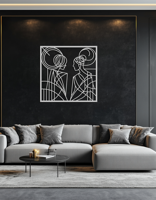 Load image into Gallery viewer, Abstract Female Duo Silhouette Metal Wall Art – Modern Minimalist Women Line Design- KAF324
