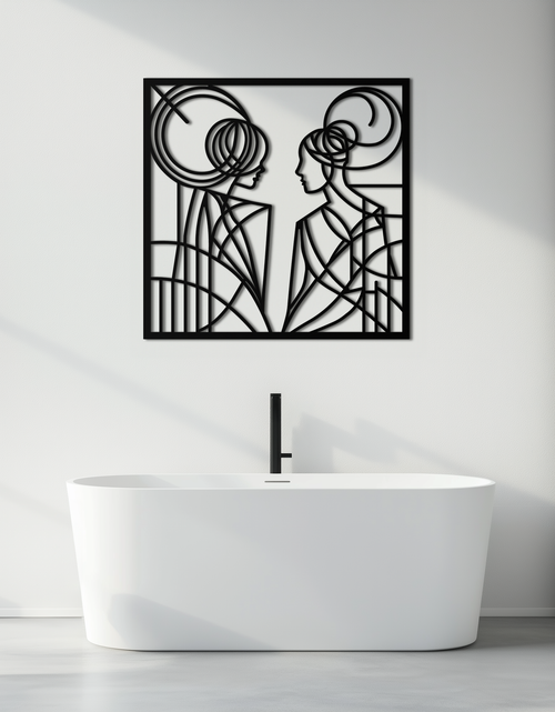 Load image into Gallery viewer, Abstract Female Duo Silhouette Metal Wall Art – Modern Minimalist Women Line Design- KAF324
