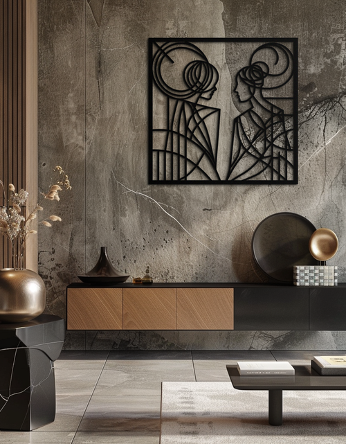 Load image into Gallery viewer, Abstract Female Duo Silhouette Metal Wall Art – Modern Minimalist Women Line Design- KAF324
