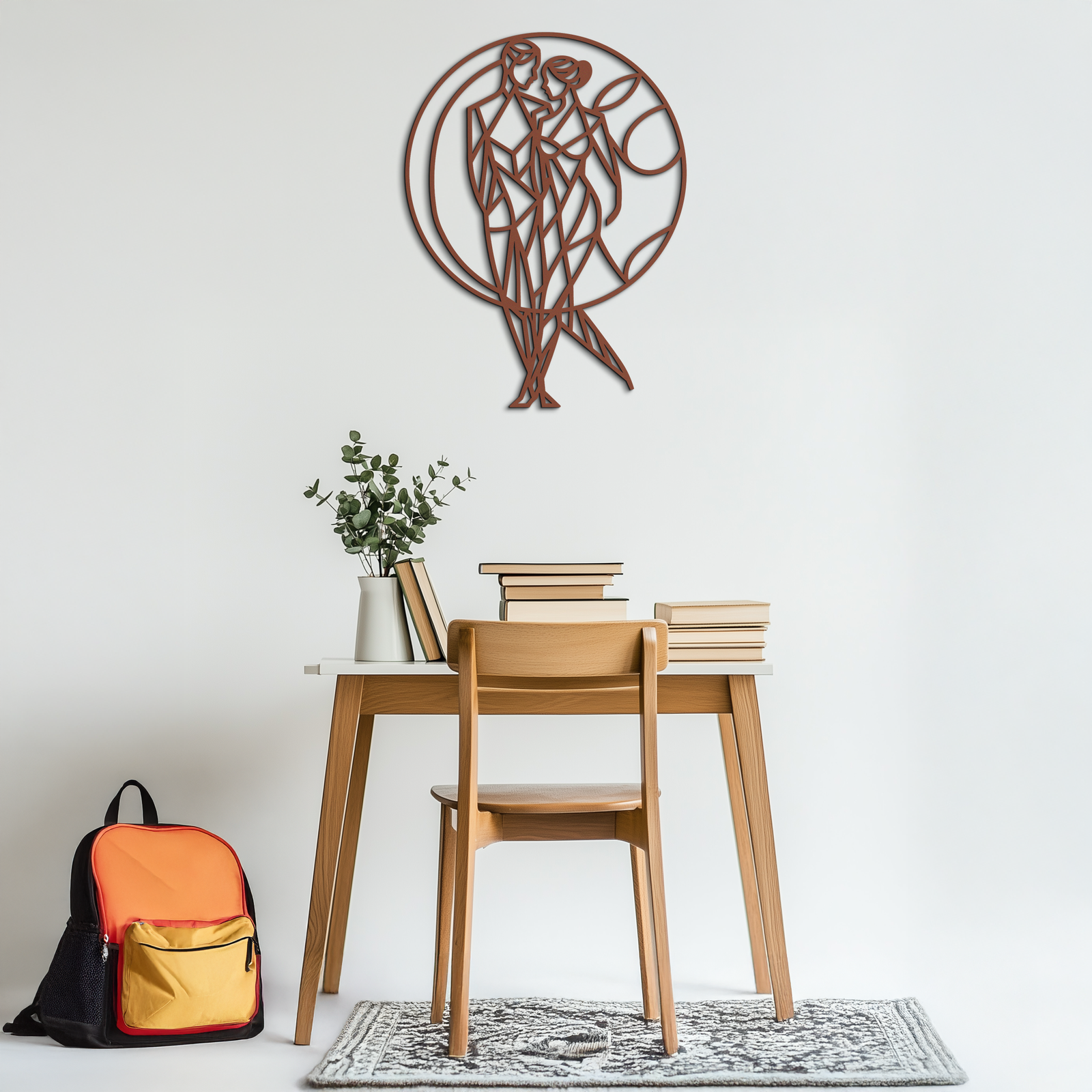 Geometric Couple Silhouette Wall Art – Modern Romantic Metal Wall Decor- KAF325