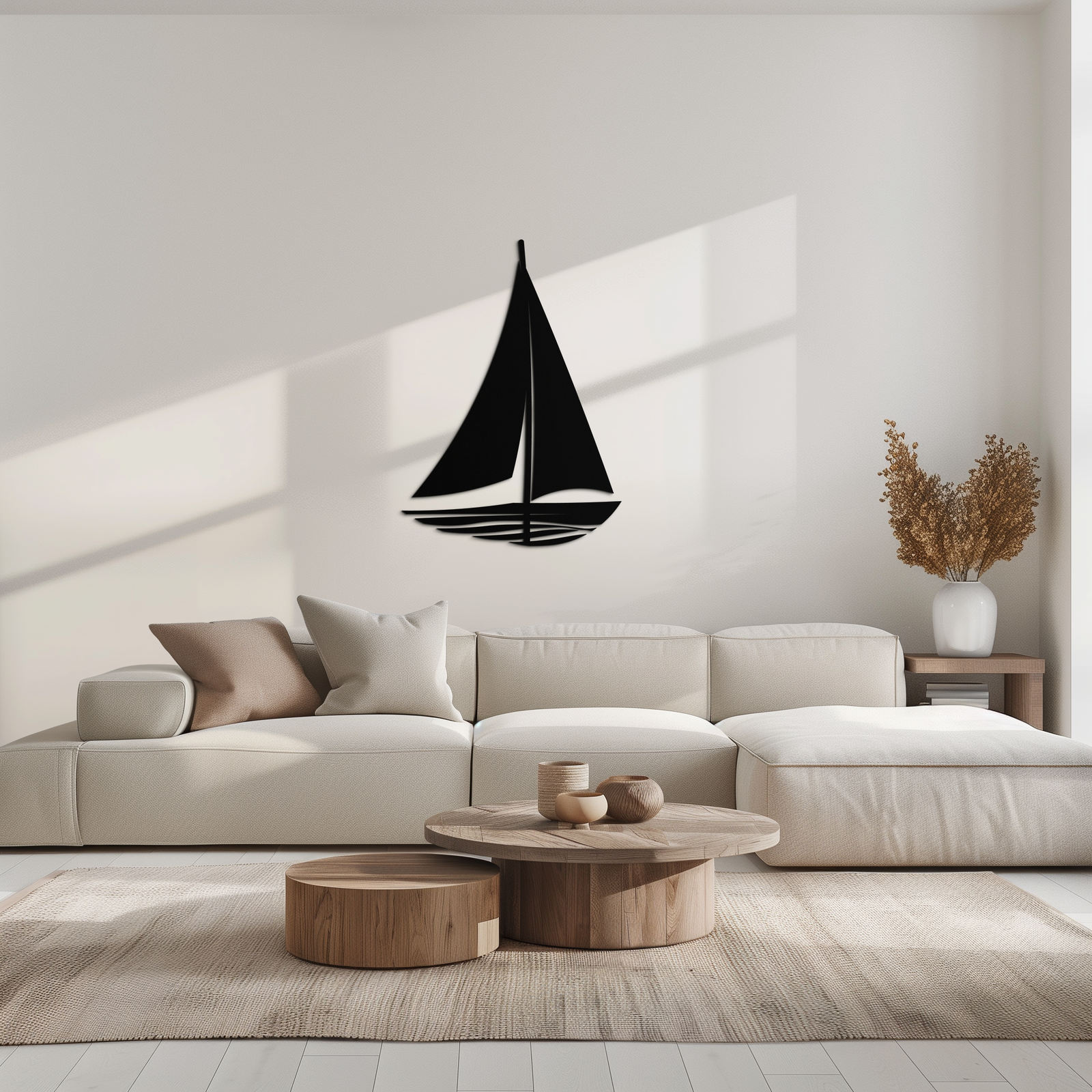 Denizci Yelkenli Siluet Metal Duvar Sanatı – Minimalist Okyanus Esintili Çelik Dekor- KAF326