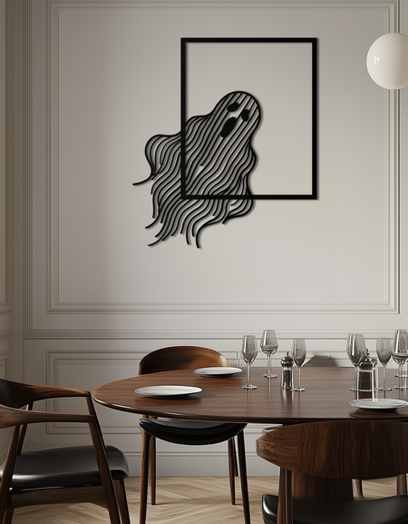Ghost Metal Wall Art – Spooky Ghost Silhouette Steel Decor for Halloween or Gothic Interiors- KAF329