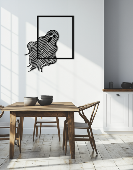 Ghost Metal Wall Art – Spooky Ghost Silhouette Steel Decor for Halloween or Gothic Interiors- KAF329