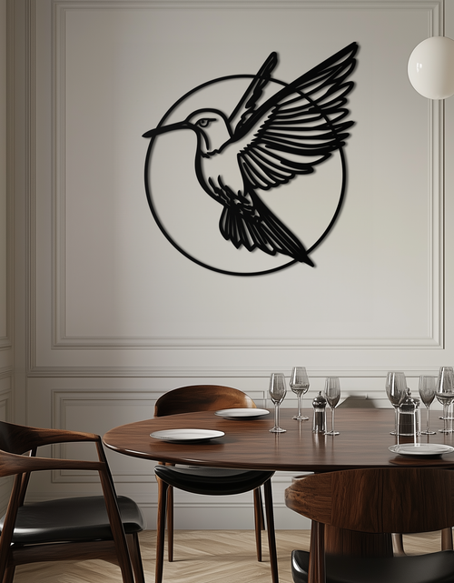 Load image into Gallery viewer, Hummingbird Metal Wall Art – Elegant Bird Silhouette Steel Decor for Nature Inspired Spaces- KAF330
