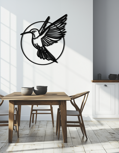 Load image into Gallery viewer, Hummingbird Metal Wall Art – Elegant Bird Silhouette Steel Decor for Nature Inspired Spaces- KAF330
