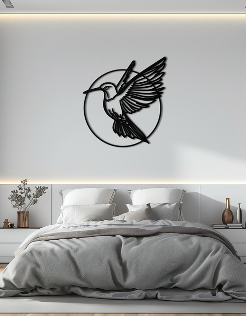 Load image into Gallery viewer, Hummingbird Metal Wall Art – Elegant Bird Silhouette Steel Decor for Nature Inspired Spaces- KAF330
