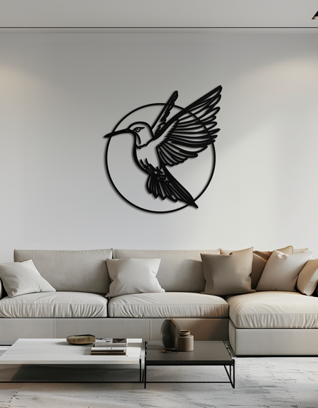 Sinek Kuşu Metal Duvar Sanatı – Doğadan Esinlenen Mekanlar İçin Zarif Kuş Silüeti Çelik Dekoru- KAF330